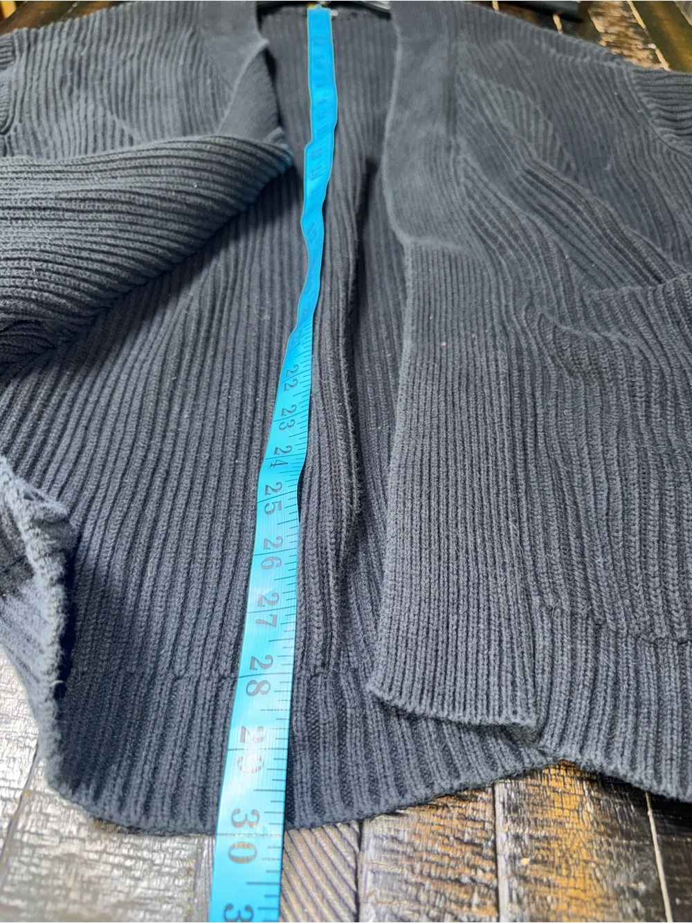 Quince 100% Organic Cotton Oversized Cardigan Black Ribbed Knit Sweater Large - Picture 8 of 10